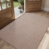 Faux Linen Non-Slip Door Mat – Washable Water Absorbent Entry Rug with TPR Self-Adhesive Base