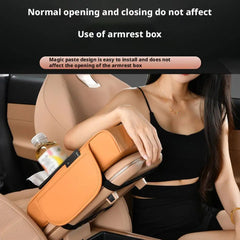 Car organizer armrest cushion with built-in phone holder slot
