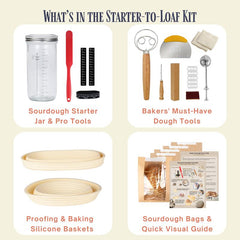 Complete Sourdough Starter Kit with Proofing Baskets