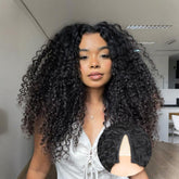 Curly V Part Wig Human Hair Brazilian Deep Wave – Glueless No Sew U Part Wig for Black Women | 200% Density Virgin Human Hair
