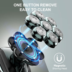 7D Electric Head Shaver for Bald Men – Magnetic Blades, Waterproof, Cordless Grooming Kit