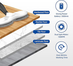 SKYMEN Trapeador eléctrico giratorio inalámbrico, limpiador y pulidor de pisos de madera para pisos duros y baldosas