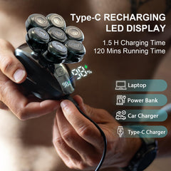 7D Electric Head Shaver for Bald Men – Magnetic Blades, Waterproof, Cordless Grooming Kit