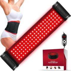 Terapia de luz roja corporal, terapia de luz infrarroja para aliviar el dolor muscular en hombros y cintura, perlas LED 3 en 1 mejoradas, terapia de luz infrarroja cercana de 660 nm y 850 nm, cinturón con temporizador y control remoto.