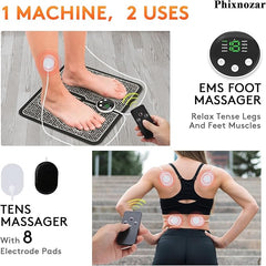 EMS Foot Massager TENS for Muscle Relaxation,LCD Display Screen,Back Massager & Legs Massager Pad with Remote Control