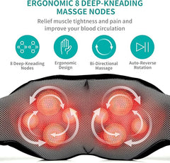 Masajeador Shiatsu de cuello y espalda con calor relajante, almohada de masaje de tejido profundo eléctrico 3D Nekteck para aliviar el dolor muscular en hombros, piernas y cuerpo. Ideal para uso en casa, oficina y coche.