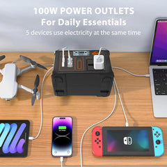 Estación de energía portátil de 100 W, 24 000 mAh, 220 V/110 V, generador de energía solar de 76,8 Wh, LiFePO4, para exteriores, camping y viajes.