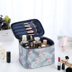 Bolsa de maquillaje portátil e impermeable para mujer, organizador de artículos de tocador de alta capacidad, estuche de cosméticos con cremallera, bolsa de belleza para viajes