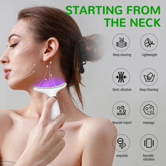 Dispositivo de belleza para el cuello y la cara, masajeador de vibración para rostro y cuello, herramienta de esculpir el rostro con 3 modos de color y vibración para masajeador facial para papada.
