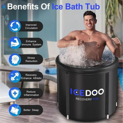 Bañera de hielo grande IceDOO de 119 galones para atletas, bañera de hielo portátil, bañera de inmersión fría inflable de múltiples capas para exteriores