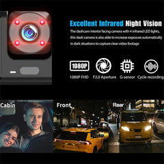 Cámara de salpicadero ViewGuard con WiFi de 3 canales y tarjeta SD de 64 GB gratis + 1 año de garantía