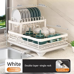 Adjustable Stainless Steel Dish Rack Over Sink with Drainboard – Premium 304 Grade Expandable Plate Drainer (15–22 in / 38–56 cm)