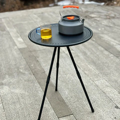 Mesa redonda portátil para acampar, pequeña, ultraligera, plegable, con patas ajustables, para picnic en interiores y exteriores.