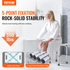 Silla de ducha VEVOR, taburete de ducha de altura ajustable con asas integradas, asiento de ducha para ducha interior o bañera, capacidad de 158,8 kg