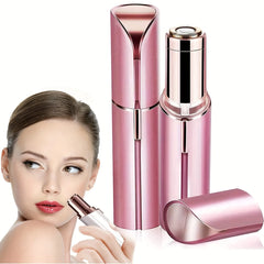 Depiladora eléctrica portátil con forma de lápiz labial para mujeres, afeitadora facial impecable Finishing Touch, afeitadora facial de oro rosa con luz LED, herramienta de afeitadora casera reciclable, indolora y eficaz.