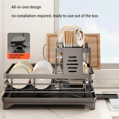 Adjustable Stainless Steel Dish Rack Over Sink with Drainboard – Premium 304 Grade Expandable Plate Drainer (15–22 in / 38–56 cm)
