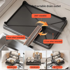 Adjustable Stainless Steel Dish Rack Over Sink with Drainboard – Premium 304 Grade Expandable Plate Drainer (15–22 in / 38–56 cm)