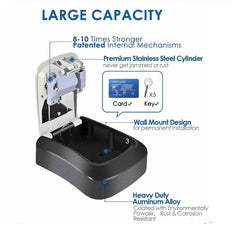 Cerradura de combinación para llaves, resistente al agua, para pared, con 4 dígitos y contraseñas, para guardar 5 llaves, fácil de instalar en casa o en la oficina.
