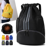Mochila deportiva con cordón Hoedia para gimnasio, con compartimento para zapatos y bolsillo impermeable para mujeres y hombres.