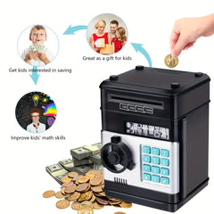Alcancía electrónica automática, mini caja fuerte para monedas, ahorro de efectivo, contador de contraseña, código, cerradura de llave, cajero automático, regalo para niños