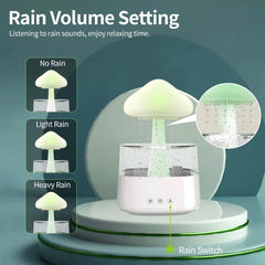 Difusor de aroma y humidificador Abay Mushroom Rain Cloud con luces nocturnas de colores y relajantes sonidos de lluvia.