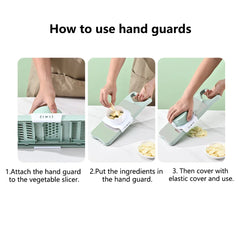 Cortador de verduras manual multifuncional de acero inoxidable 6 en 1, seguro