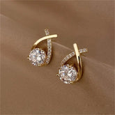 Fishtail Crystal Cross Stud Earrings For Ladies