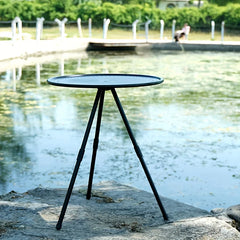 Mesa redonda portátil para acampar, pequeña, ultraligera, plegable, con patas ajustables, para picnic en interiores y exteriores.