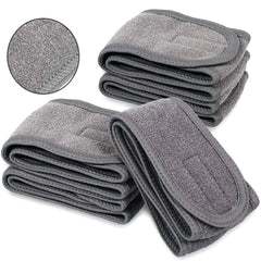 4 unidades de diademas faciales de spa, banda para la cabeza de ballena, toalla elástica de tela de rizo con cinta adhesiva mágica para baño, maquillaje y deporte, 8,9 cm de ancho (blanco)