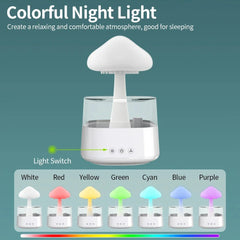 Difusor de aroma y humidificador Abay Mushroom Rain Cloud con luces nocturnas de colores y relajantes sonidos de lluvia.