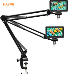 Hayve Microscope Arm Stand,Adjustable Metal Bracket with Clamp and Grommet Base,Coin Microscope Mount ,Compatible with Model DM4 DM9 MS2 MS1 MS3& Most 4.3'',7'' Digital Microscopes (1.65(for MS1,MS3)