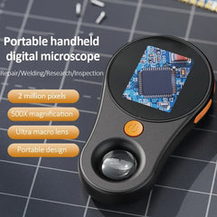 Microscopio digital de mano de 200 W con aumento de 500X y enfoque fijo, pantalla a color de 2 pulgadas, 8 LED integrados, batería recargable, compatible con Windows y Mac OS.