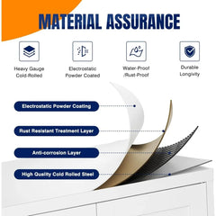 Gabinete de almacenamiento de metal con 2 puertas y 4 estantes ajustables - Gabinete de despensa de cocina blanco de 61", 5 niveles de acero alto