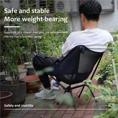 Silla de camping ligera, bidireccional, de perfil alto o bajo, plegable y portátil, diseño compacto para exteriores, playa, senderismo y picnic. Color negro.
