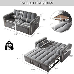 Sofá cama convertible 3 en 1, sofá futón para sala de estar con bolsillo lateral | Respaldo ajustable | Tela de terciopelo | Sofá extraíble | Loveseat | Sofá cama seccional | Respaldo ajustable