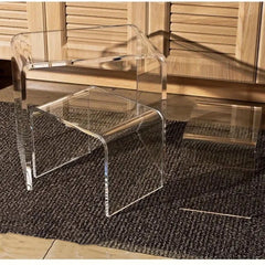Mesa de vidrio acrílico transparente para sala de estar, sofá, mesa auxiliar pequeña, mesa de centro, taburete para sofá familiar, taburete para cambiar zapatos, taburete para inodoro