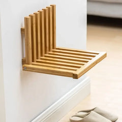 Taburete plegable de pared, silla plegable, taburete invisible para cambiar zapatos, de madera maciza