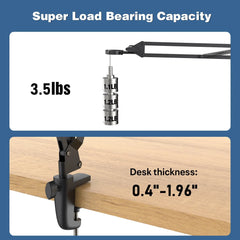 Hayve Microscope Arm Stand,Adjustable Metal Bracket with Clamp and Grommet Base,Coin Microscope Mount ,Compatible with Model DM4 DM9 MS2 MS1 MS3& Most 4.3'',7'' Digital Microscopes (1.65(for MS1,MS3)