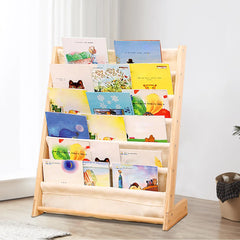 Estantería de madera de 6 niveles para libros infantiles, organizador de libros, lienzo para dormitorio infantil, ahorra espacio.