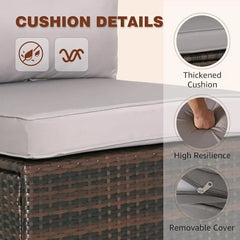 Juego de muebles de patio de 7 piezas, conjunto modular de patio, sofá seccional de mimbre para exteriores, conjunto de conversación de patio de mimbre de PE