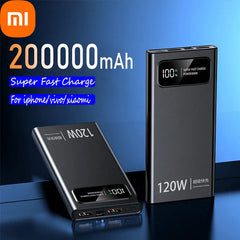 Banco de energía Xiaomi de 200.000 mAh y 120 W, batería de carga ultrarrápida, alta capacidad, pantalla digital, para iPhone, Samsung y Huawei.