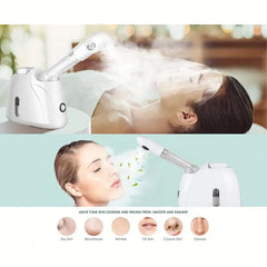 Humidificador facial portátil de ozono con vapor caliente, multifuncional, para limpieza profunda, cuidado de la piel, blanqueamiento, vaporizador facial nano iónico con brazo extensible y boquilla giratoria de 360°, vaporizador para esteticistas.