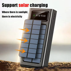 Banco de energía solar Xiaomi de 200.000 mAh, gran capacidad, carga rápida, 4 cables USB duales para iPhone y Samsung.