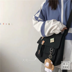 Bolso bandolera estilo Harajuku japonés, bonito, retro, para chica, de lona, para estudiante o escuela.