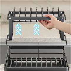 Adjustable Stainless Steel Dish Rack Over Sink with Drainboard – Premium 304 Grade Expandable Plate Drainer (15–22 in / 38–56 cm)