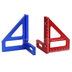 Regla de medición multiángulo 3D, transportador cuadrado de carpintería de aleación de aluminio de 45/90 grados, regla de línea de dibujo, regla triangular de inglete, herramienta de medición de diseño de alta precisión para ingenieros y carpinteros, R