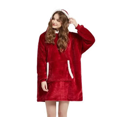 Sudadera con capucha de invierno para mujer y hombre, jersey de forro polar, manta gigante de TV extragrande con mangas largas de franela