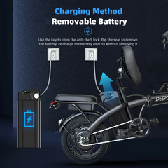 Bicicleta eléctrica plegable ZPW K100 - 400 W, 48 V, 30 Ah, neumáticos anchos, para uso urbano