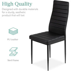 Juego de mesa de comedor de vidrio para espacios pequeños, mesa de cocina y sillas para 4 personas, mesa con sillas, muebles para el hogar rectangulares modernos (vidrio negro)