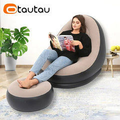 OTAUTAU - Sillón inflable plegable de PVC con flocado y asiento deslizante para almuerzo